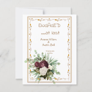 Engaged at Last Watercolor Floral  Card