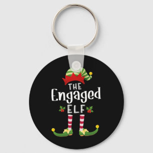 Engaged Christmas Elf Matching Pajama X-mas Party  Key Ring
