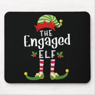 Engaged Christmas Elf Matching Pajama X-mas Party  Mouse Pad
