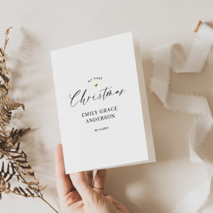 Engaged Christmas Holiday Gold Heart Personalised Card