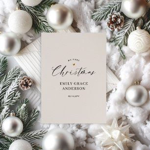 Engaged Christmas Holiday Gold Heart Personalised Card