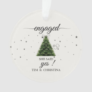 Engaged Christmas Tree Starry Ceramic Ornament