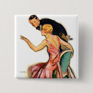 Engaged Couple 15 Cm Square Badge