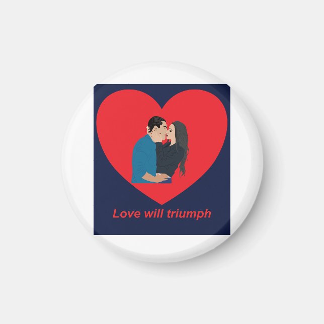 Engaged couple kissing and hugging magnet (Front)