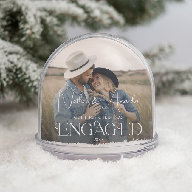 Engaged Couple Modern Photo Snowglobe (Creator Uploaded)