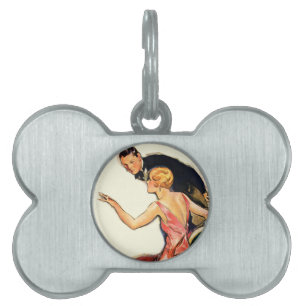 Engaged Couple Pet Name Tag