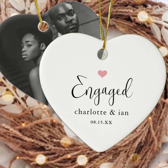 Engaged Couple Photo Keepsake  Ceramic Tree Decoration (Creator Uploaded)
