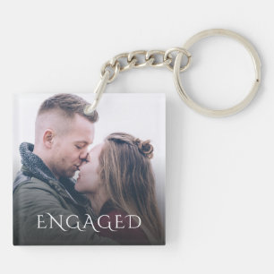 Engaged Couple Photo Key Ring