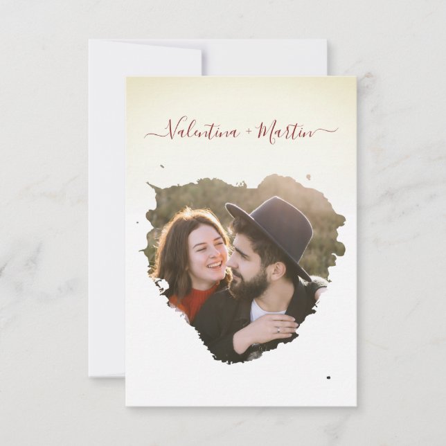 Engaged Couple Photo Simulated Brush Heart Wedding (Front)