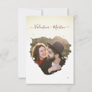 Engaged Couple Photo Simulated Brush Heart Wedding