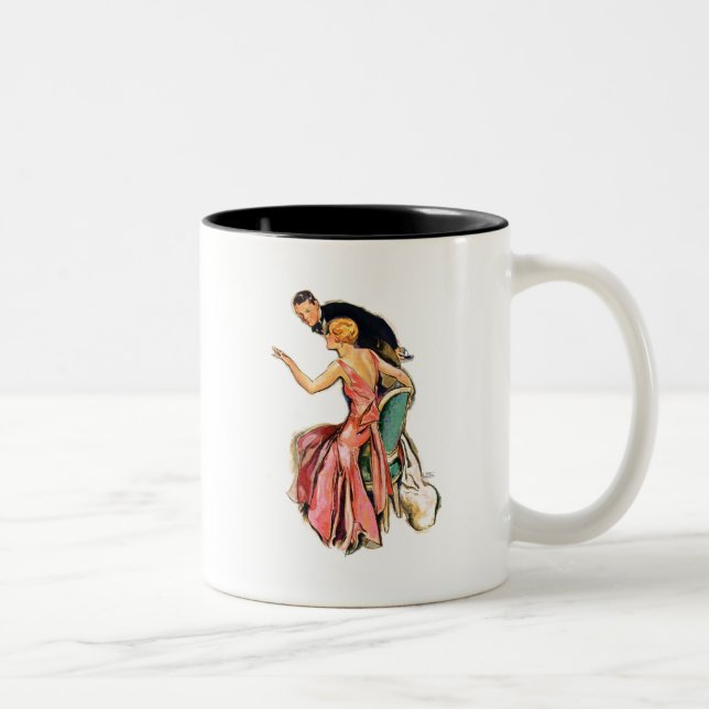 Engaged Couple Two-Tone Coffee Mug (Right)