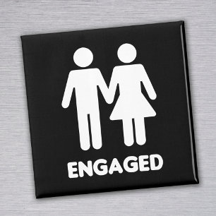 Engaged Couple (White Silhouette) Magnet