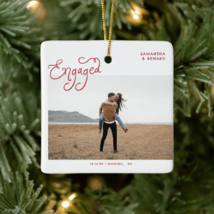  Engaged Couples Photo Whimsical  Ceramic Ornament