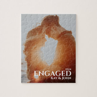Engaged Elegant Minimal & Modern Couple Photo Jigsaw Puzzle