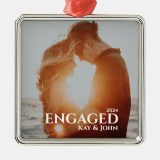 Engaged Elegant Minimal & Modern Couple Photo Metal Tree Decoration