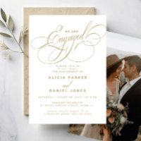 Engaged elegant white gold photo engagement party