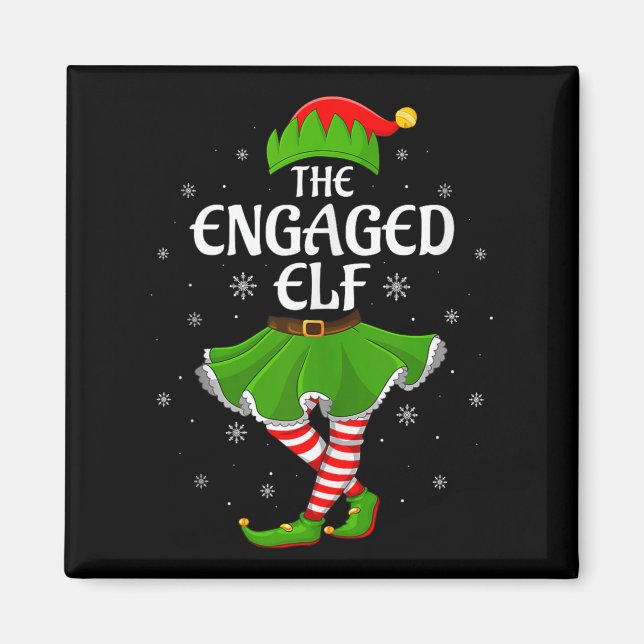 Engaged Elf Christmas Family Girls Women Elf Squad Magnet (Front)