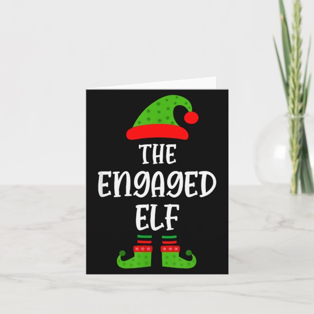 Engaged Elf Family Matching Christmas Engagement  Card (Front)