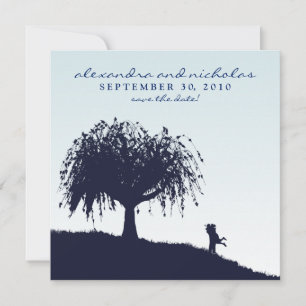 Engaged Embrace Save the Date Announcement: blue