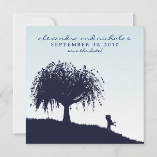 Engaged Embrace Save the Date Announcement: blue