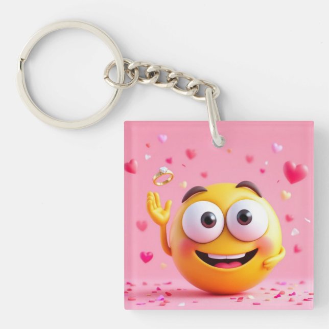 Engaged Emoji Key Ring (Front)