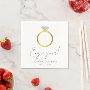 Engaged Engagement Ring Party Napkin