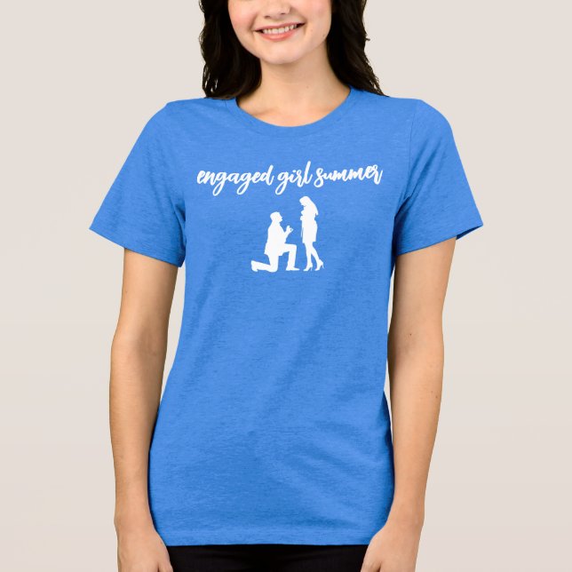 Engaged Girl Summer Cute Proposal Engagement Tri-Blend Shirt (Front)