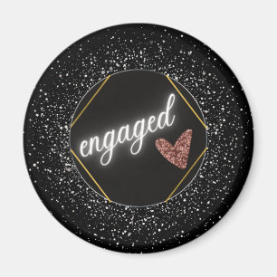 Engaged Glam Black and Silver Magnet