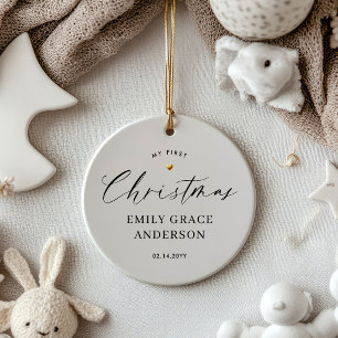 Engaged Gold Heart Personalised Ceramic Ornament