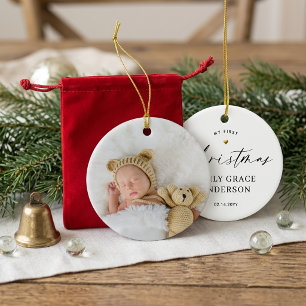 Engaged Gold Heart Personalised photo gift Ceramic Tree Decoration