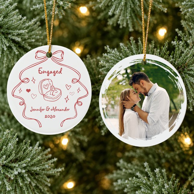 Engaged Keepsake Double Sided Ceramic Tree Decoration (Creator Uploaded)