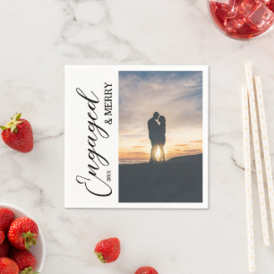Engaged & Merry Couple Photo Napkin