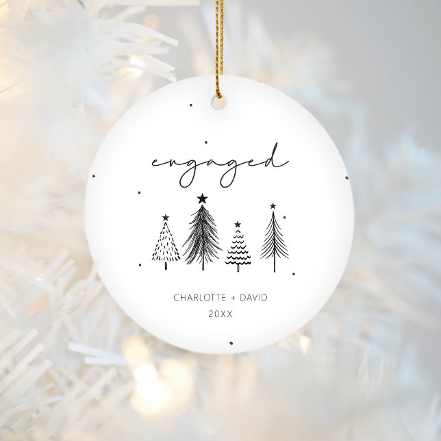 Engaged Minimalist Personalized Christmas Ceramic Tree Decoration (Creator Uploaded)