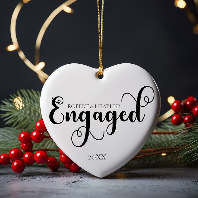 Engaged Personalise Engagement Gift For Christmas Ceramic Tree Decoration (Creator Uploaded)