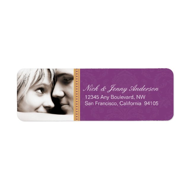 Engaged Photo Return Address Label (purple) (Front)