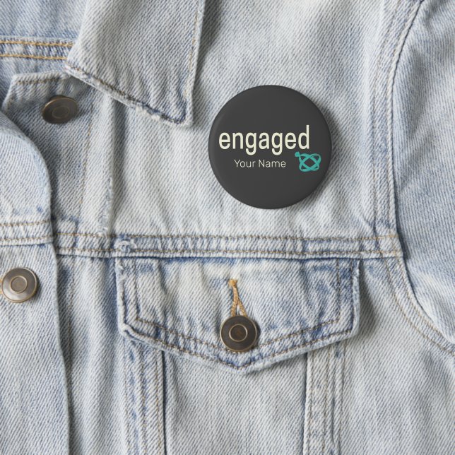 Engaged Rings Couples Bachelor Party or Wedding 6 Cm Round Badge (In Situ)