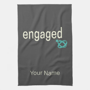 Engaged Rings Couples Bachelor Party or Wedding Tea Towel