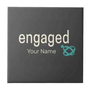 Engaged Rings Couples Bachelor Party or Wedding Tile