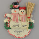 Engaged Snow Couple with Broom Ornament