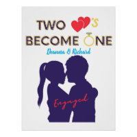 Engaged Two Hearts Become One  Canvas Print