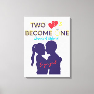 Engaged Two Hearts Become One  Canvas Print
