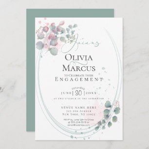 ENGAGEMENT Airy Watercolor Eucalyptus Foliage Invitation