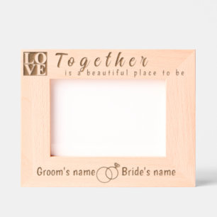 Engagement and Newlyweds Love and Wedding Rings Etched Frames
