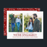 Engagement Announcement 2 Photo Snowflake Pattern Postcard<br><div class="desc">Perfect winter engagement announcement features two couple's photos on the postcard front. A snowflake pattern frames the back. A pre-printed return address and message is provided for your convenience.</div>