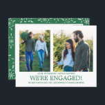 Engagement Announcement 2 Photo Snowflake Pattern Postcard<br><div class="desc">Perfect winter engagement announcement features two couple's photos on the postcard front. A snowflake pattern frames the back. A pre-printed return address and message is provided for your convenience.</div>