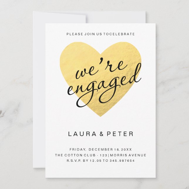 Engagement announcement | gold heart (Front)