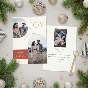 Engagement Announcement Holiday Joy Gold