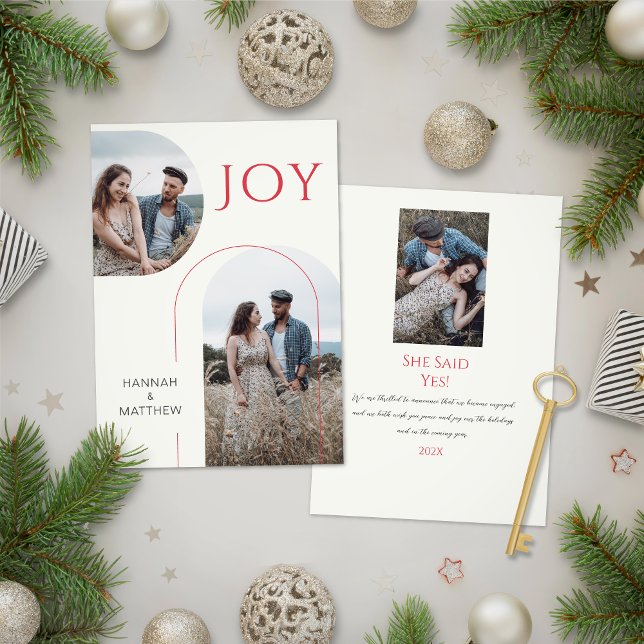 Engagement Announcement Holiday Joy Red (Creator Uploaded)