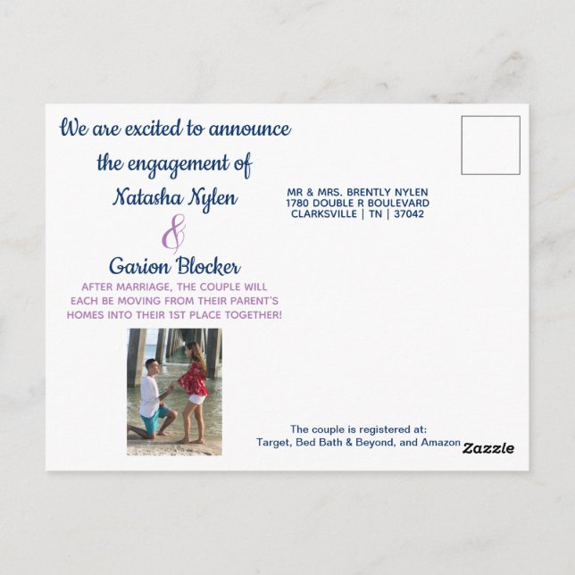 Engagement announcement postcard (Back)