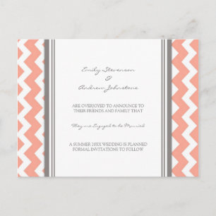 Engagement Announcement Postcard Coral Grey